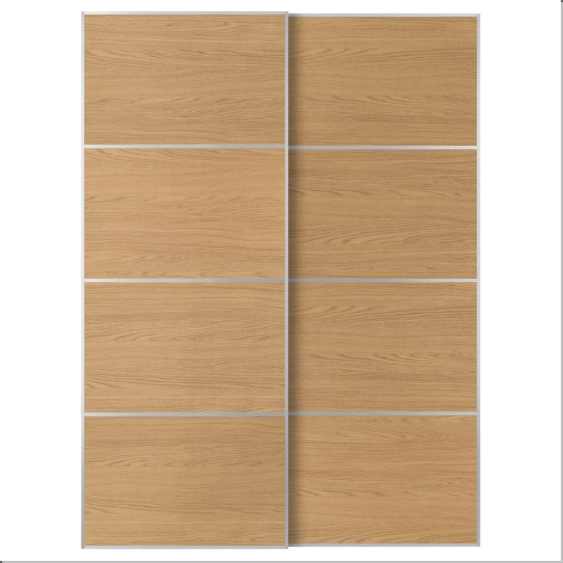 MEHAMN メーハムン 引き戸 2枚組 - アルミニウム/両面仕様 オーク調 150x201 cm