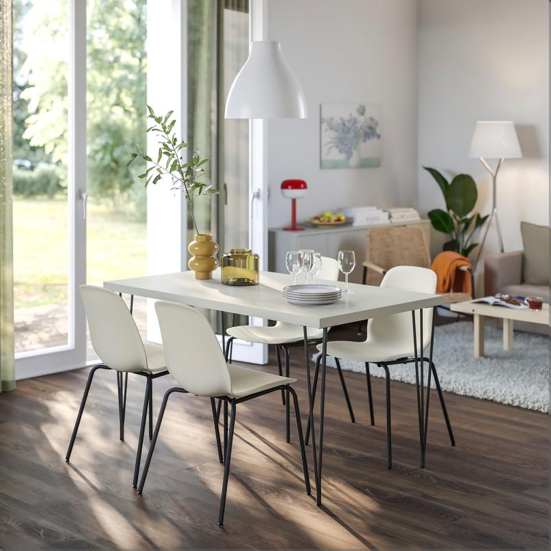 SKALSTA スコールスタ チェア - プラスチックベージュ/チューブ状金属/ブラックグレー