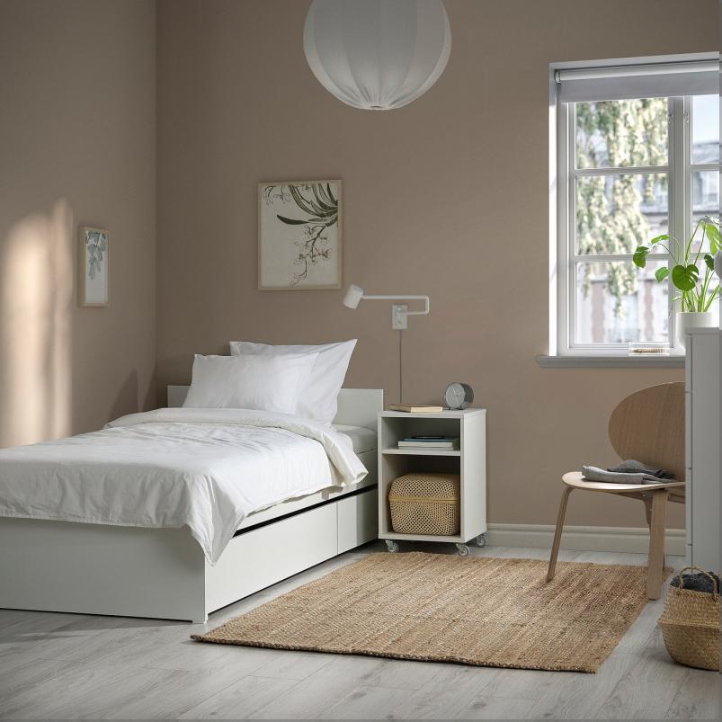 VIHALS ヴィーハルス ベッドフレーム 収納ボックス2個付き - ホワイト/リルヘラン 90x200cm