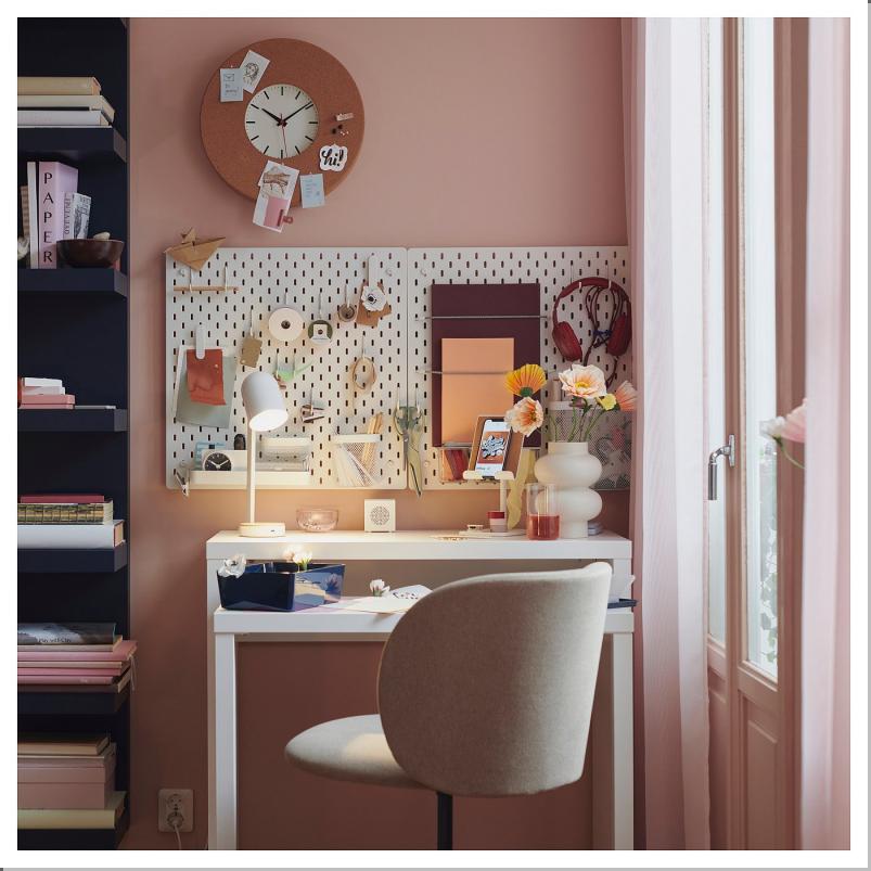 LÄNGDHOPP レングドホップ / KRYLBO クリルボー デスク&チェア - ホワイト/ダークベージュ