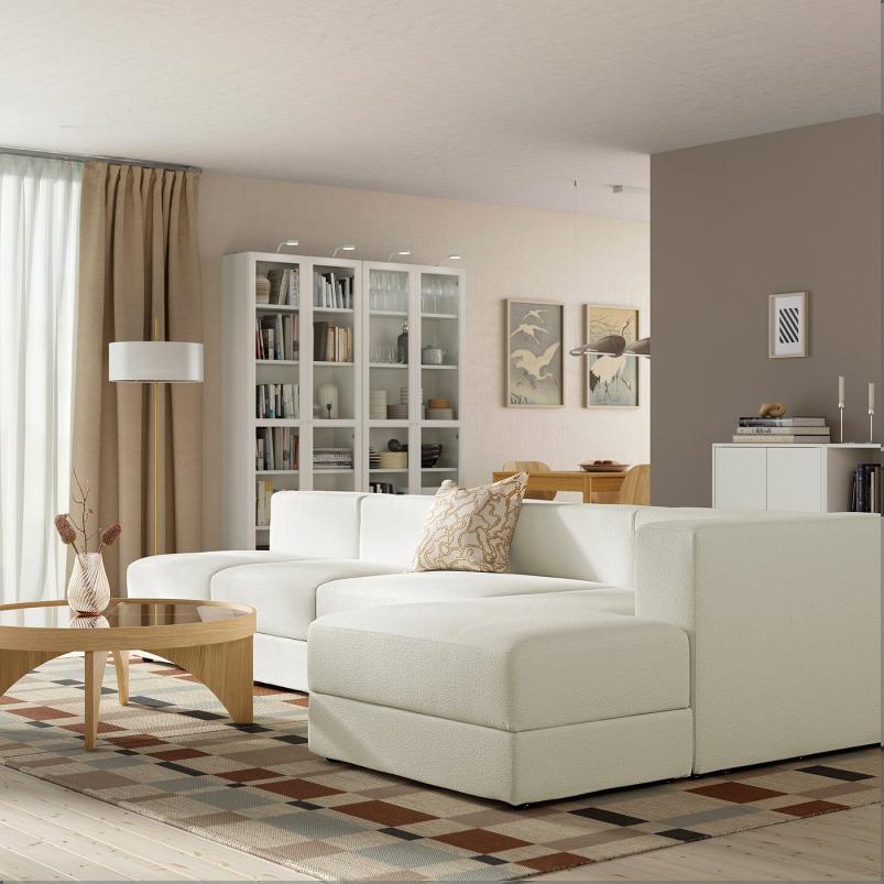 JATTEBO イェッテボ 4.5人掛けモジュールソファ 寝椅子付き - 右/アクスヴァラ オフホワイト