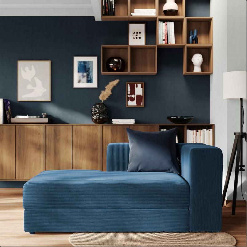 JATTEBO イェッテボ 寝椅子モジュール 左 - アームレスト付き/サムサーラ ダークブルー