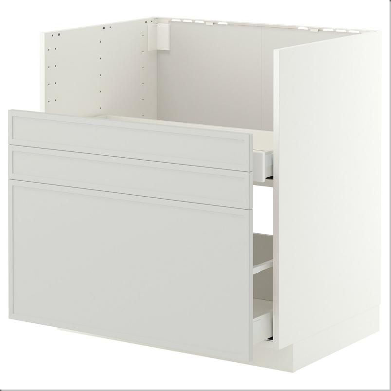 METOD メトード / MAXIMERA マキシメーラ ベースキャビネット TALLSJON/タルショーン シンク用 - ホワイト/アスプウッデン ライトグレー 80x60cm