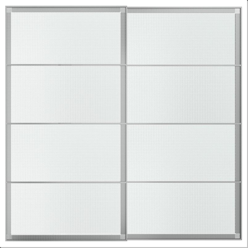 LUNDBRÄSMA ルンドブレスマ 引き戸 2枚組 - アルミニウム/チェック柄ガラス 200x201 cm