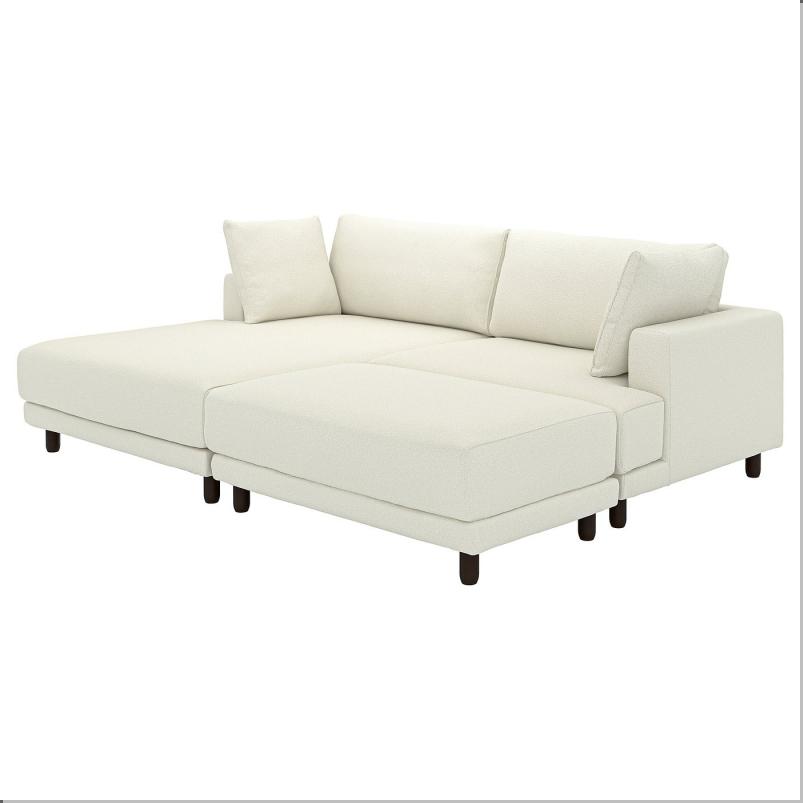 UPPAKRA ウッポークラ 3人掛けモジュールソファ - 寝椅子付き 左 フットスツール付き/アクスヴァラ オフホワイト