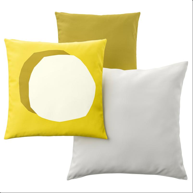 GULLBERGSO グルベルソ / HJARTERO イェルテロー クッション3個セット - サイズミックス ブライトイエロー/ホワイト/オフホワイト 室内/屋外