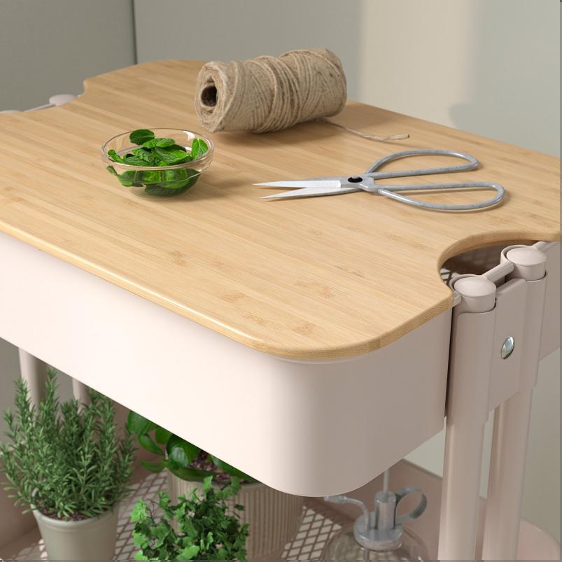 RÅSKOG ロースコグ / NORRÅVA ノルオーヴァ ワゴン ふた付き - ピンク 35x45x77 cm