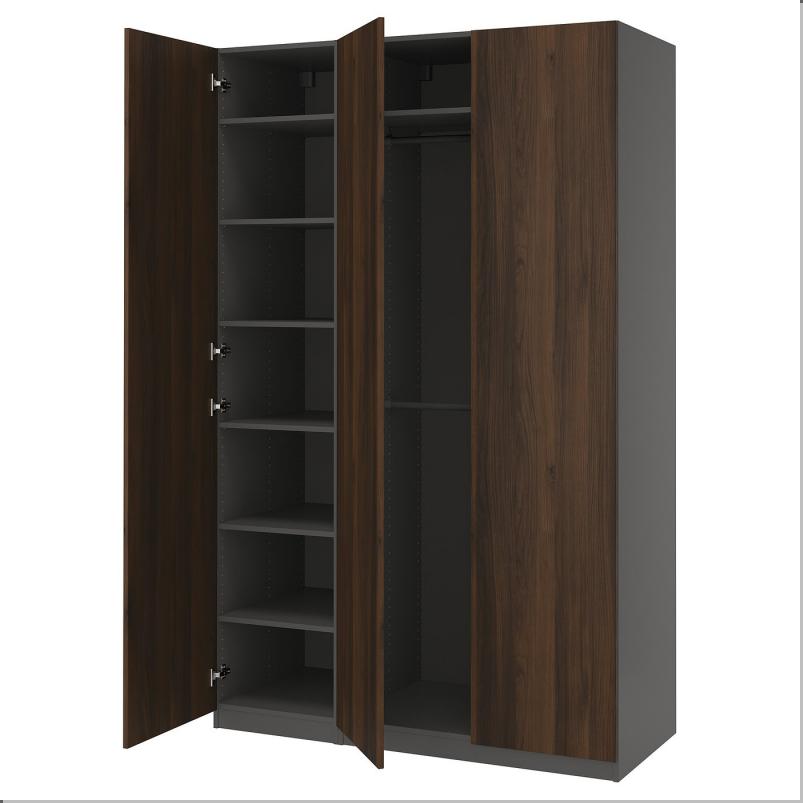 PAX パックス / STORKLINTA ストルクリンタ ワードローブコンビネーション - ダークグレー/ダークブラウン ステインオーク調 150x58x236cm
