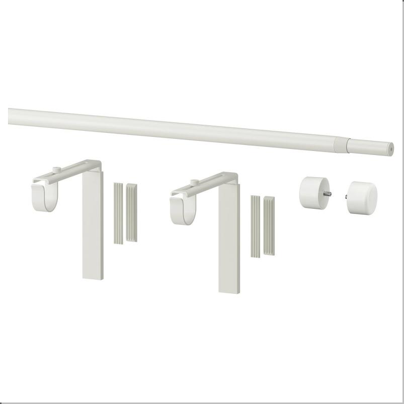RACKA レッカ カーテンポールコンビネーション - 壁/天井用ブラケット付き/フィニアル付き ホワイト 70-120cm